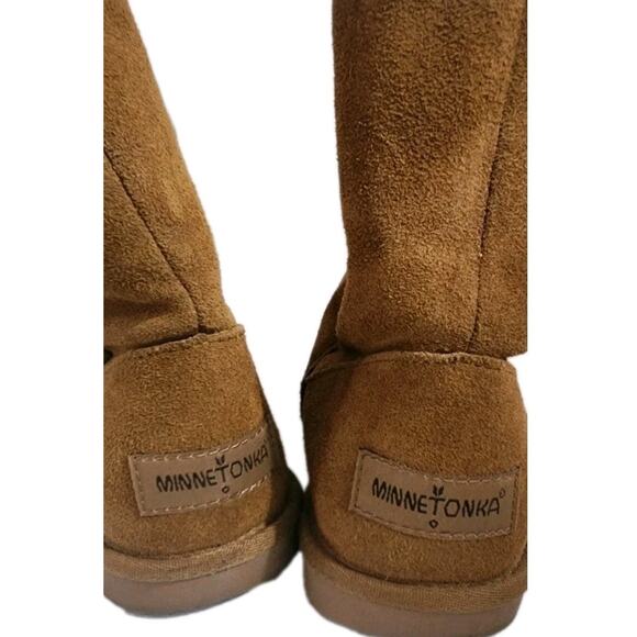 Minnetonka Boots Womens 7 Suede Faux Shearling Slip On Sherpa Lined Mid-Calf - Picture 6 of 13